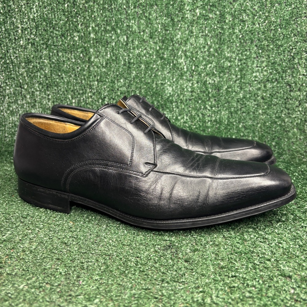 Magnanni Leather Lace Up Apron Toe 12653 Classic Derby Shoes Black Mens Sz 11 D